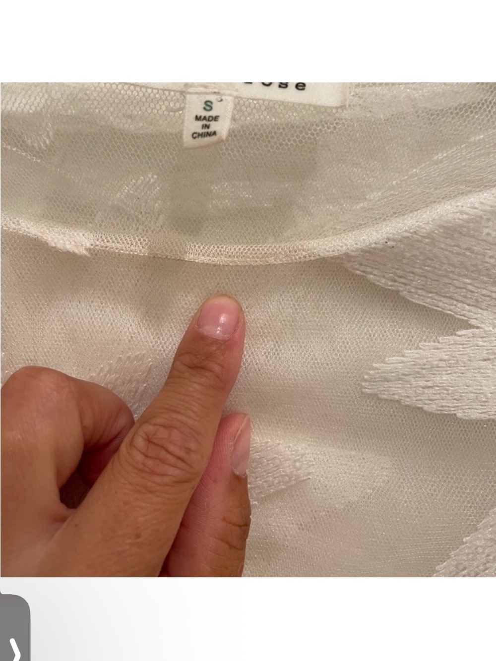 Endless Rose White Sheer Floral Embroidered Mesh Top Size Small - Picture 3 of 6